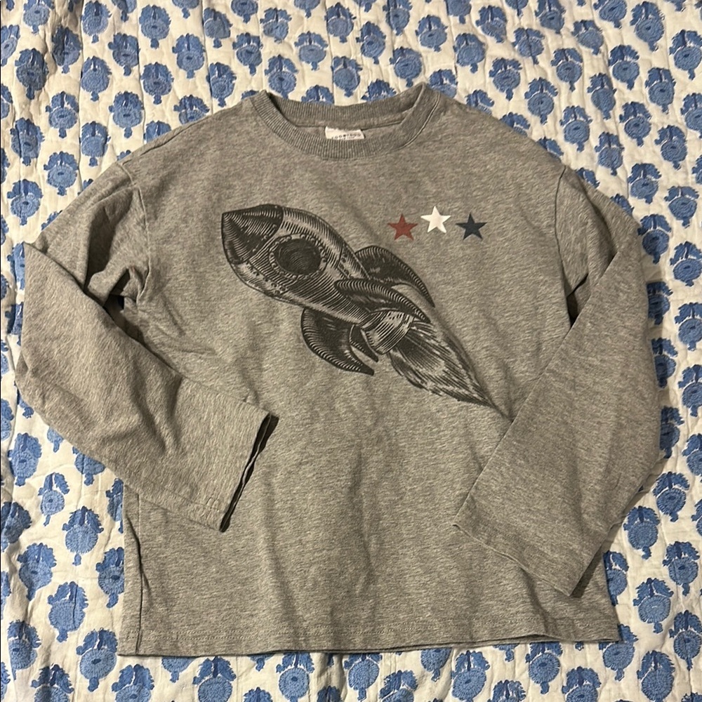 Toobydoo heavyweight long sleeve rocketship top size 12